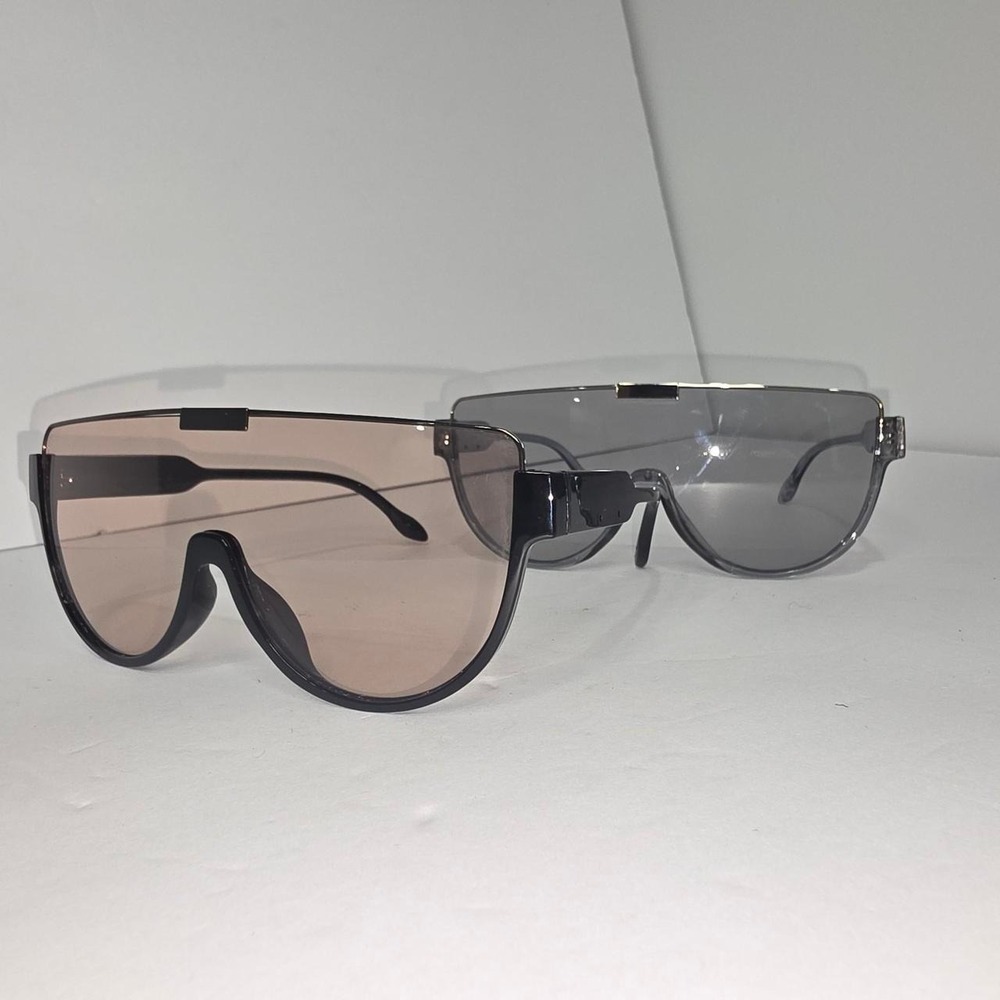 Oversized Shield Sunglasses Bundle Of 2 | Pink & Smoke Gray | Y2K Futuristic